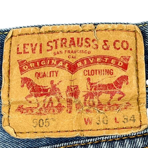 Levi's 505 Dad Jean Shorts Men's 36" (36x10) Cutoffs Grunge Jorts Retro Denim - Picture 9 of 15